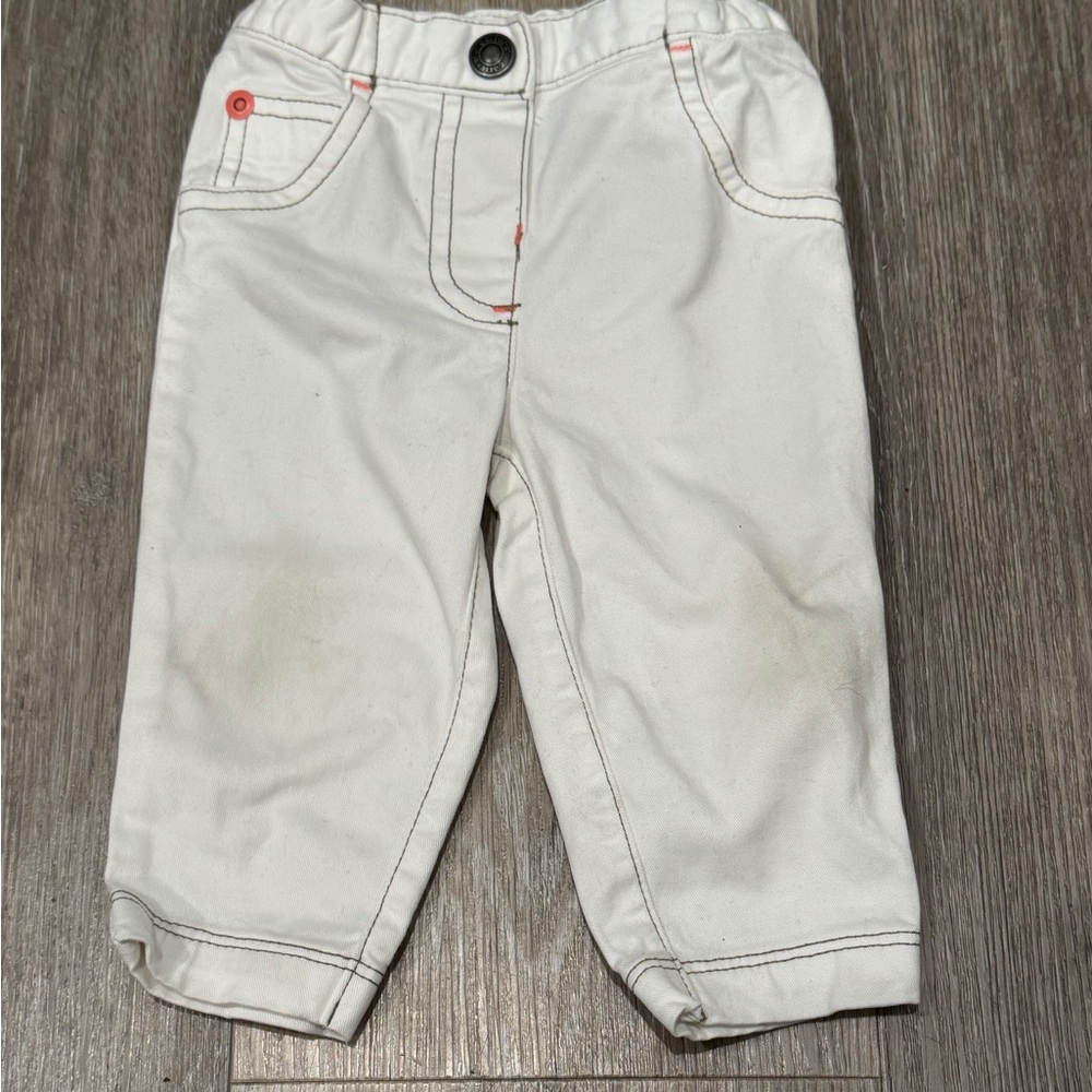 Carter's Baby 6 Mo Boy or Girl White Pants Bottoms Relaxed Fit Cotton Blend